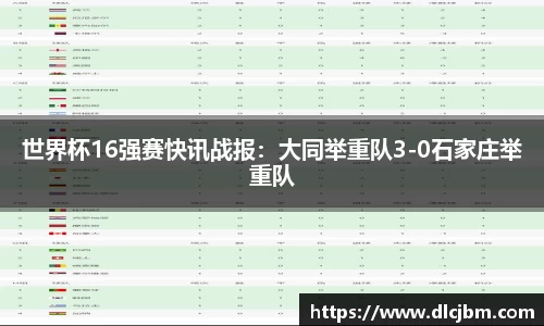 世界杯16强赛快讯战报：大同举重队3-0石家庄举重队